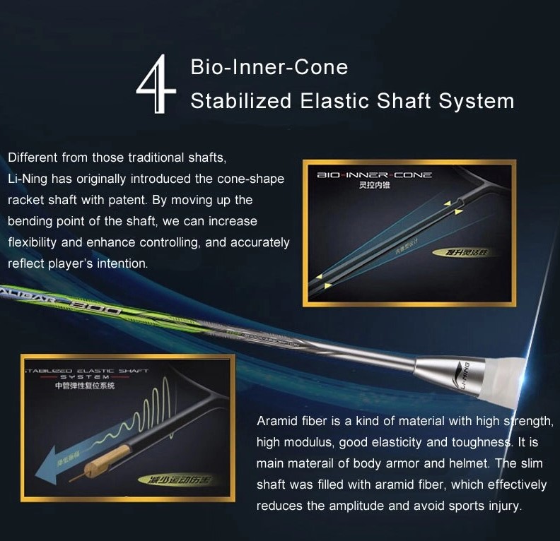 STABILIZED ELASTIC SHAFT - vợt cầu lông 5U Lining Tectonic 7i chính hãng