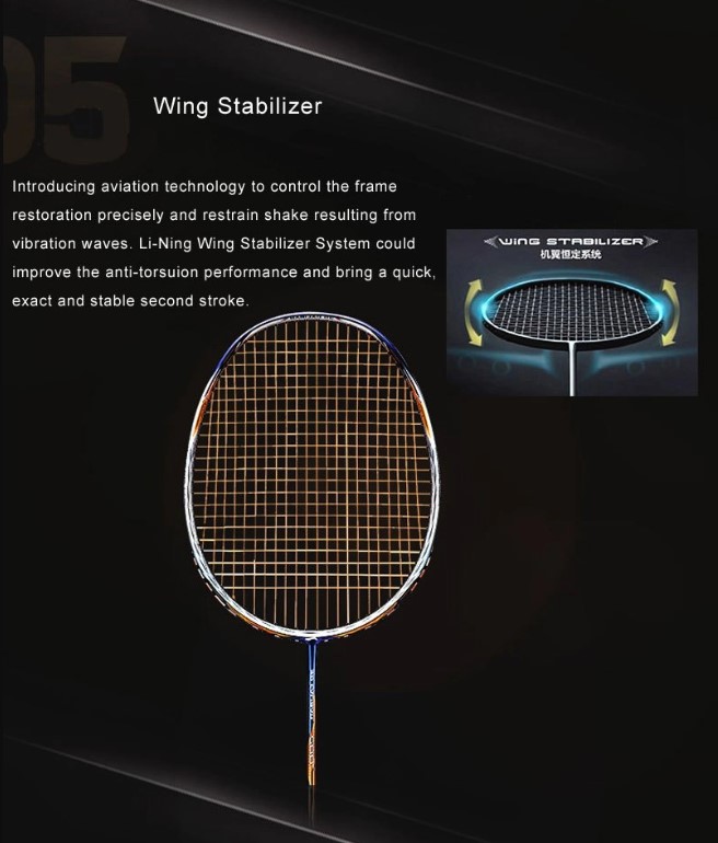 Wing Stabilize - Vợt cầu lông Lining Calibar 300 - Vàng xám - Nội địa- Bảo hành 6 tháng